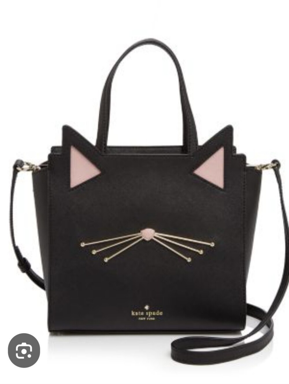Kate Spade Jazz Things Up Black Cat Crossbody Satchel With Matching Coin Purse